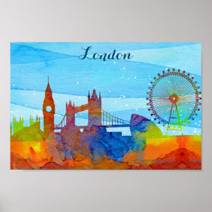 Affiche London England City Skyline Watercolor