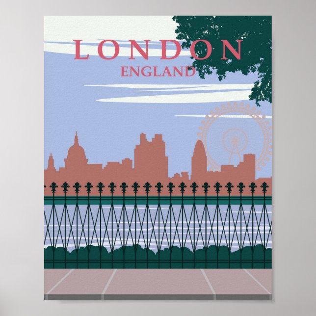 Affiche London England Retro Vintage Travel (Devant)