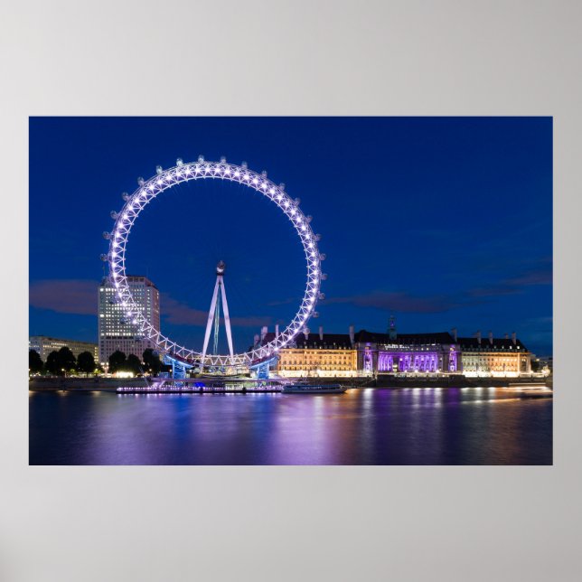 Affiche London Eye et City Hall de nuit (Devant)