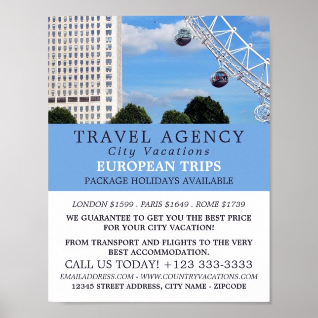 Affiche London Eye, London City, Agence de Voyage Advert (Devant)