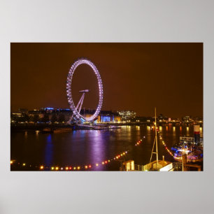Affiche London Eye, Tamise et lumières de