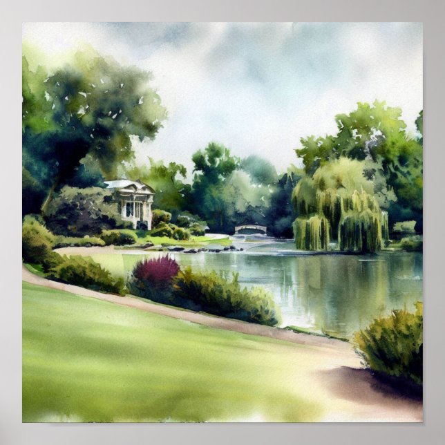 Affiche London-Holland Park (B), Aquarelle (Devant)
