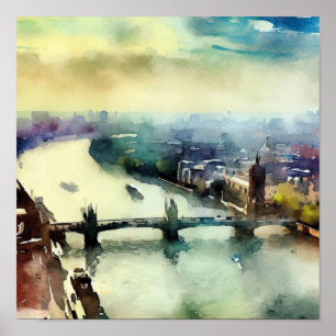 Affiche London-River Thames (B), Aquarelle