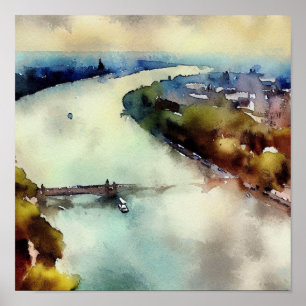 Affiche London-River Thames (C), Aquarelle