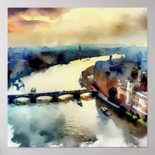Affiche London-River Thames (D), Aquarelle