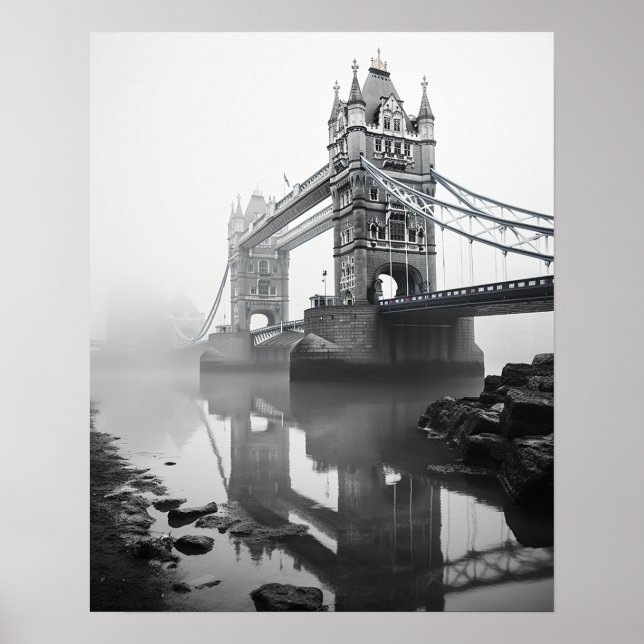 Affiche London Tower Bridge dans le brouillard (Devant)