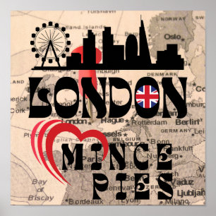 Affiche Londres aime Mince Pies Cityscape