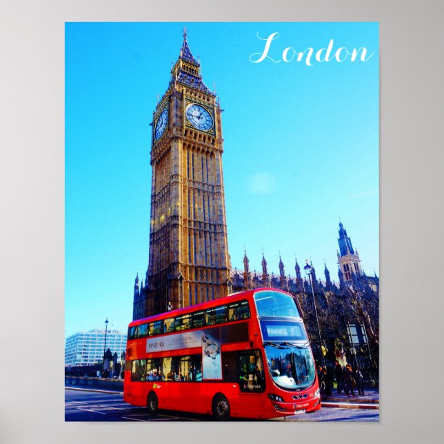 Affiche Londres Angleterre Big Ben Red Bus (Devant)