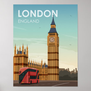 Affiche Londres Angleterre Big Ben Vintage voyage