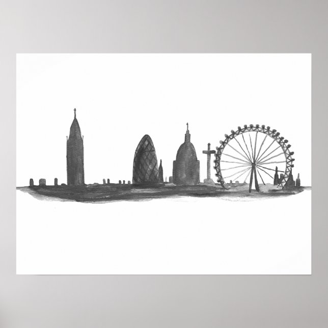 Affiche Londres Angleterre Destination Skyline Skyline Vin (Devant)