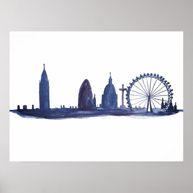 Affiche Londres Angleterre Destination Skyline Skyline Vin (Devant)