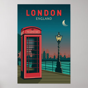 Affiche Londres Angleterre Retro Travel Art Vintage