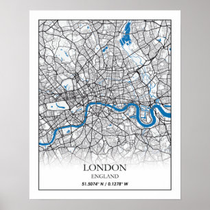 Affiche Londres Angleterre Royaume-Uni City Plan Voyage