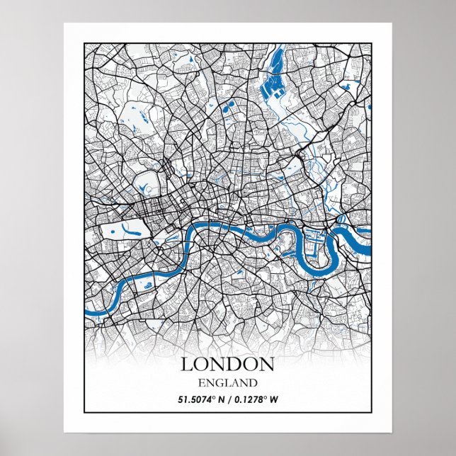 Affiche Londres Angleterre Royaume-Uni City Plan Voyage (Devant)