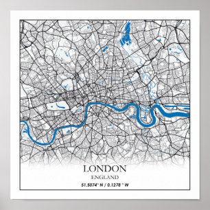 Affiche Londres Angleterre Royaume-Uni City Plan Voyage