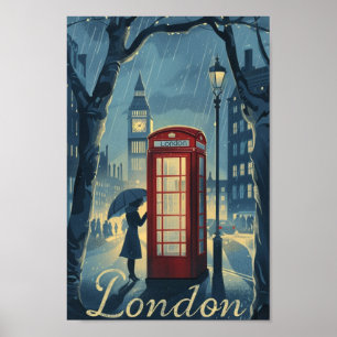 Affiche Londres Angleterre Royaume-Uni Vintage célèbre Tra
