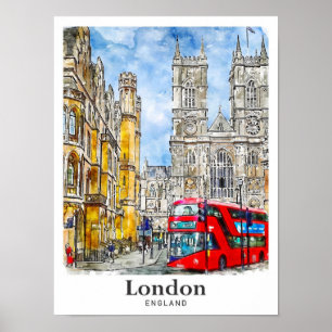 Affiche Londres Angleterre Royaume-Uni Voyage Aquarelle ma