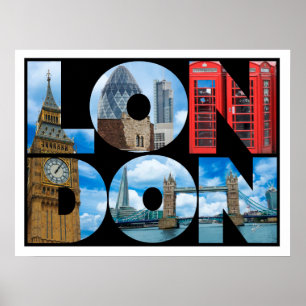 Affiche Londres Angleterre Typographie Voyage