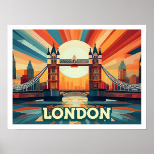 Affiche Londres Angleterre Voyage artistique coloré