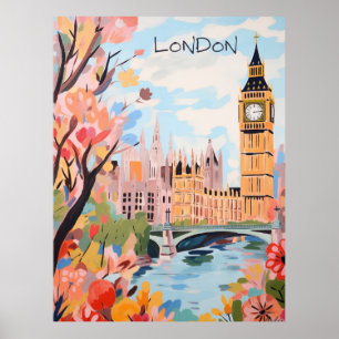 Affiche Londres Angleterre Voyage Ville Peinture Esthétiqu