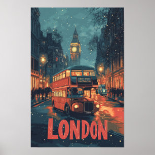Affiche Londres Angleterre Voyage Vintage Illustration