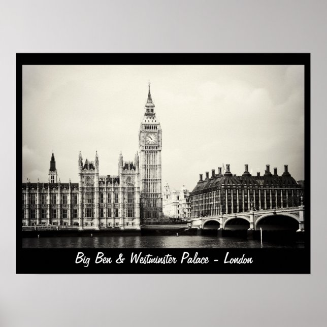 Affiche Londres - Big Ben, Palais de Westminster n°1 (Affi (Devant)