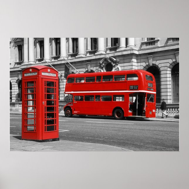 Affiche Londres Bus & Red Telephone Box (Devant)