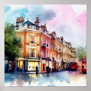 Affiche Londres - Covent Garden Piazza, (C), Aquarelle
