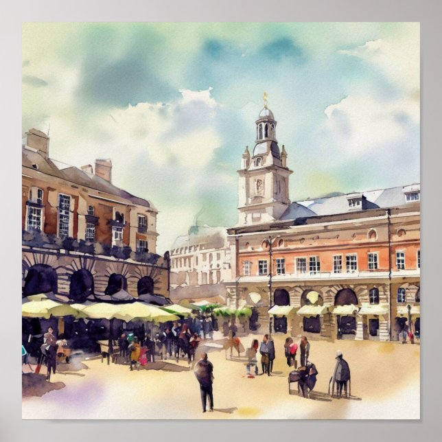 Affiche Londres - Covent Garden Piazza, (D), Aquarelle (Devant)