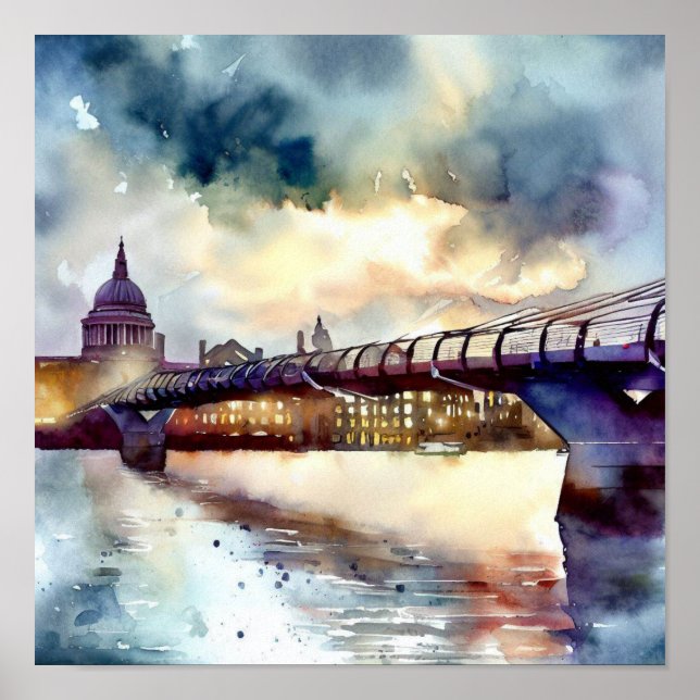 Affiche Londres - Millennium Bridge (A) de Londres, Waterc (Devant)
