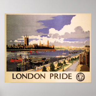 Affiche LONDRES PRIDE GWR Great Western Railways Old Rail