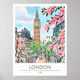 Affiche Londres Royaume-Uni Art Illustration Voyage