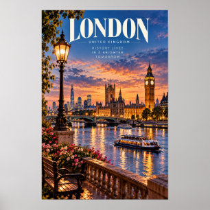 Affiche Londres Royaume-Uni Big Ben Coucher de Soleil Affi