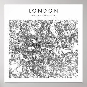 Affiche Londres Royaume-Uni Minimal Modern Street Map