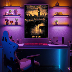 Affiche Londres Skyline - Charcoal Monochrome Art - Urban
