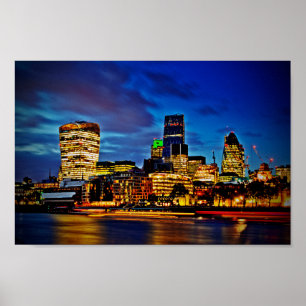 Affiche Londres Skyline Cityscape La Nuit