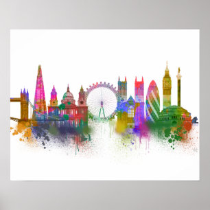 Affiche Londres Skyline - Rainbow