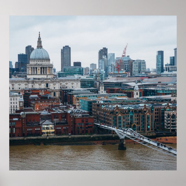 Affiche Londres Skyline : St. Paul's Aerial View (Devant)