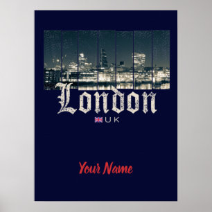Affiche Londres Uk Skyline United Kingdom England vintage