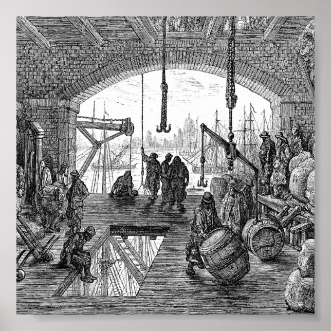 Affiche Londres victorienne - Entrepôt près de la Tamise (Devant)