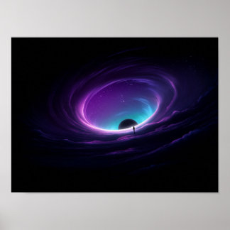 Affiche Lone Figure at Edge of Purple Cosmic Vortex