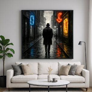 Affiche Lone Neon Walker - Film Noir Pastel Style
