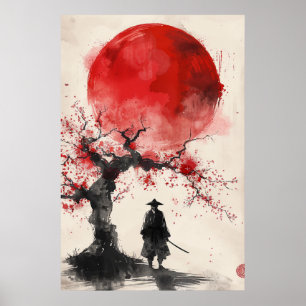 Affiche Lone Samurai – Soleil Rouge encre Japonaise