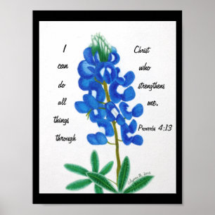 Affiche Lone Star Bluebonnet Inspirational Print