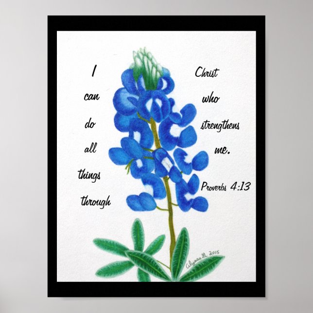 Affiche Lone Star Bluebonnet Inspirational Print (Devant)