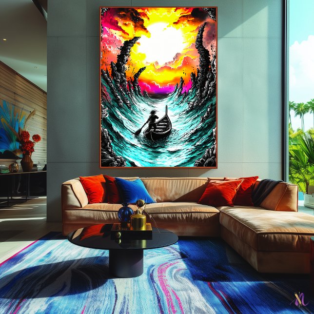 Affiche Lone Voyager – Fantastique d'une mer orageuse surr (Créateur téléchargé)