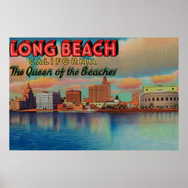 Affiche Long Beach, Californie - La Reine des Plages (Devant)
