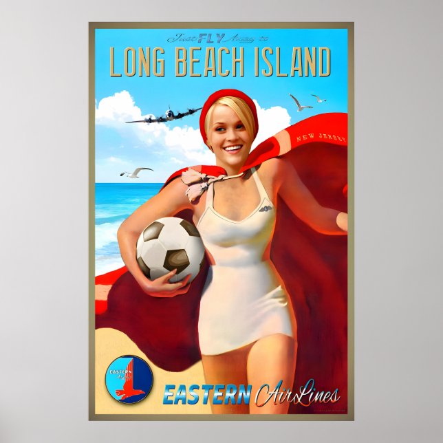 Affiche Long Beach Island New Jersey Eastern Air Lines Nou (Devant)