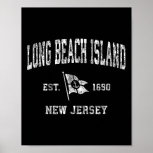 Affiche Long Beach Island New Jersey Nj Bateau Vintage Anc