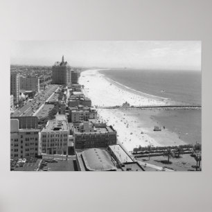 Affiche Long Beach, littoral de la Californie et plage